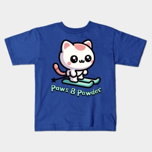 Paws And Powder! Cute Cat Skiing Kids T-Shirt